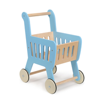 Poussette en bois OEM bleue pour tout-petits et enfants Poussette pour bébé Poupée pour apprendre à marcher