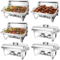 Luxe 8QT rechthoekige roestvrijstalen chafing dish buffetset met voedsel & water voor hotel, restaurant, tafeldecoratie, feestjes en catering