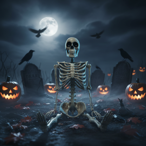 Décoration de jardin squelette d'Halloween en plastique avec articulations mobiles, accessoire effrayant pour maison hantée, pour fête d'Halloween intérieure et extérieure - Product Image 6