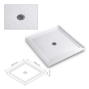 Base de Ducha Acrílica de Perfil Bajo, Ultra Delgada, Rectangular, Superficie Antideslizante, Desagüe en Esquina, Plato de Ducha para Baños con Acceso Directo - Product Image 4