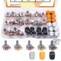 Kit d'assortiment de potentiomètres professionnels OKYN251030-34 pour amplificateurs, guitares et projets de bricolage, 60 pièces avec boutons