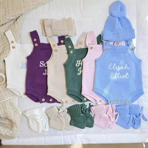 Broder bébé à manches courtes en tricot barboteuse unisexe Coming Home jalon Photo annonce de <span class=keywords><strong>naissance</strong></span> tenue personnalisée été Onesie - Product Image 1