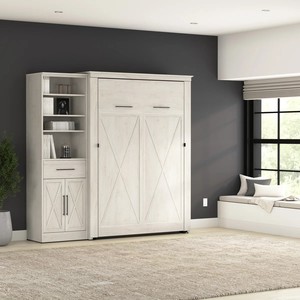Wood Murphy Bed and Shelving <strong>Unit</strong> with Drawer and Doors - Product Image 2