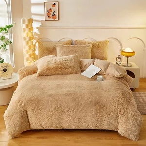 Giáng Sinh Sang Trọng Xù Xì Siêu Mềm Ấm Áp Chồn Nhung Pha Lê Duvet Bộ Đồ Giường Rắn Duvet Bộ Đồ Giường Vua Cho Mùa Thu Mùa Đông - Product Image 4
