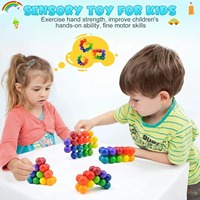 Jouet éducatif en plastique pour enfants de 5 à 7 ans : Boules arc-en-ciel à assembler, entraînement logique, anti-stress, jouet sensoriel pour les doigts