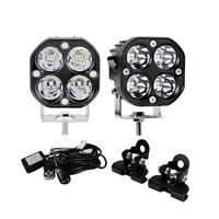 Feux de travail LED 3 pouces 40W Pods Moto Feux antibrouillard pour tout-terrain ATV 4x4 avec faisceau de câblage Interrupteur clignotant Supports de capot moteur