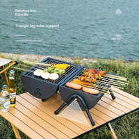 Barbecue à charbon de bois compact pour table, réchaud portable avec thermomètre et poignée pour le camping et les pique-niques