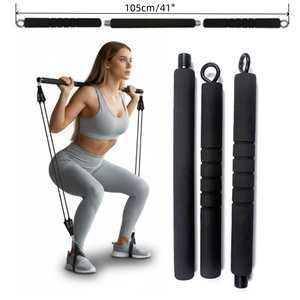 Kit de barre de yoga et de fitness Pilates réglable en 3 sections détachables avec bande de résistance pour squats profonds et levage des hanches - Product Image 3
