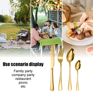 Hot Bán thiết kế hiện đại thép không gỉ <span class=keywords><strong>Flatware</strong></span> Set với mô hình lúa mì xử lý 5/30 cái cho du lịch cắm trại nhà hàng khách sạn - Product Image 3