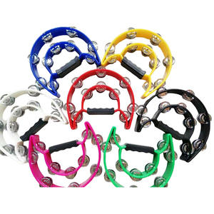 Venta caliente Instrumentos de percusión de metal educativos <span class=keywords><strong>Tambor</strong></span> de pandereta para juguete infantil Pandereta de color rojo - Product Image 2
