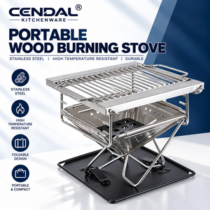 Estufa de <span class=keywords><strong>Camping</strong></span> Plegable de Metal, Brasero para 1-2 Personas, Barbacoa al Aire Libre con Leña, Encendido Manual - Product Image 1