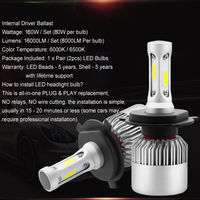 Ampoules de phare LED S2 Cob pour voiture 9005 9006 H1 H4 H7 H11 72w 8000lm Haute puissance