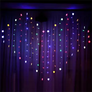 Ngày Valentine Năng Lượng Mặt Trời Chuỗi LED Moon Sao Lấp Lánh Từ Xa Rèm Cửa Sổ Treo Cổ Tích Chuỗi Cho Vườn Giáng Sinh Ánh Sáng