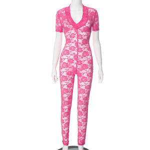 Nueva llegada ropa Womensexy Club Wear mameluco perspectiva encaje mono - Product Image 5