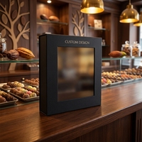 Boîte à chocolat en papier de luxe noire personnalisée pour la Saint-Valentin, avec fenêtre, pour barres chocolatées, bonbons, confiseries, chocolats, cadeaux