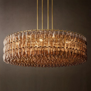 Retro Round Smoke Glass Chandelier For American Home Living Room Kitchen Island Metal Designer Glass Luxury Chandelier - Product Image 1