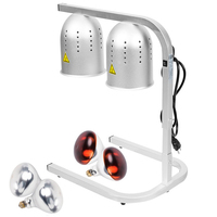 Lampe chauffante électrique à double tête en acier inoxydable, pour buffet, professionnelle