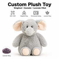 Peluche Éléphant Gris Lestée pour Micro-ondes, Jouet en Peluche Personnalisé, Jouet Doux et Adorable