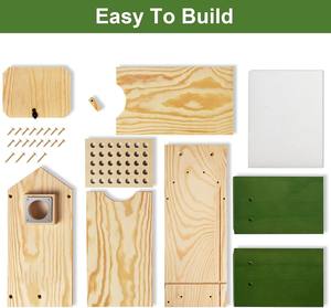 Maisons d'oiseaux en bois suspendues pour l'extérieur Kit de maisons d'oiseaux bleus en bois pour la décoration de jardin extérieur Nichoir en bois - Product Image 5