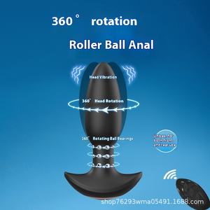 Juguete sexual anal de silicona con control remoto inalámbrico unisex, instrumento de masaje de próstata giratorio, carga por vibración - Product Image 4