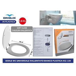 Sedile WC Universale in Plastica Bianca KG.1.50 con Chiusura Ammortizzata - Product Image 1