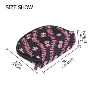 Fashion Pink Leaves Flower Change Purse <b>Small</b> Travel Makeup Bag Zipper Pouch Mini Purse Storage Organizer Half Moon Cosmetic Bag - Product Image 3