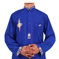 Jalabiya Islámica para Hombre, Transpirable, de Manga Larga, con Pantalones, Estilo Africano, Thobe para Rezar