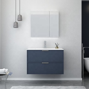 Kabinet kamar mandi kayu kustom baru furnitur kamar mandi Modern meja rias kamar mandi Eropa dengan wastafel