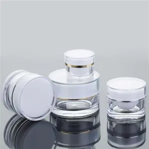 Pots à double paroi en plastique givré acrylique, pot personnalisé, luxe, cosmétique, crème vide, 5g, 10g, 30g