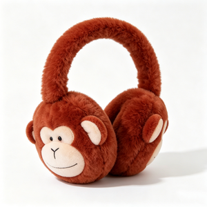 Cache-oreilles en peluche singe mignon personnalisés, cache-oreilles d'hiver doux et moelleux pour enfants, adorables cache-oreilles en forme d'animal pour le froid - Product Image 5