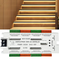 JIUAN - Lumières LED pour escaliers à 32 canaux en plastique avec capteur de mouvement PIR - Contrôleur d'intérieur 12V/24V - Marche d'escalier automatique - 500W max