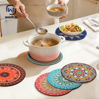 Tapis de cuisine en silicone Mandala Bohème Islamique, sets de table en silicone résistants aux taches et essuyables, en stock, acceptation des commandes personnalisées