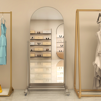 Cadre décoratif moderne en acier inoxydable fait à la main roues de miroir de sol amovibles pour la maison hôtel magasin de vêtements danse mariage