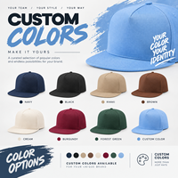 Casquettes Originales 5 Panneaux à Visière Plate, Profil Élevé, Structurées en Sergé de Coton, Vierge, Streetwear, Personnalisables