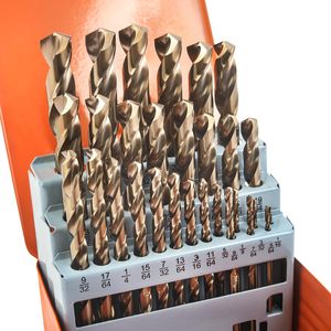 KENDO 29Pc Cobalt Steel <b>Drill</b> <b>Bit</b> Set 1/16 1/2 Inch M35 <b>Titanium</b> Finish 135 Degrees Cutting Angle - Product Image 1