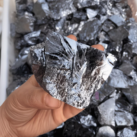 Minéral brut de térahertz à haute brillance, surface miroir métallique, spécimen de minerai de silicium brut, pour la guérison des chakras