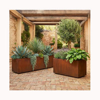 Grand pot de fleurs en acier rouillé pour jardin extérieur, conteneur à plantes en métal minimaliste pour usage commercial et résidentiel
