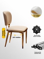 Chaise de salle à manger moderne en acier inoxydable avec dossier en cuir véritable, design luxueux et durable pour salon, table à thé ou îlot de cuisine