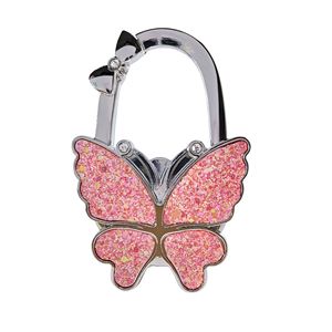 Crochet de <span class=keywords><strong>sac</strong></span> en alliage papillon scintillant avec boucle, accessoires de décoration électroplaqués pour sacs à <span class=keywords><strong>main</strong></span> - Product Image 5