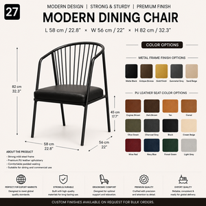 Chaise de salle à manger moderne minimaliste avec assise rembourrée et dossier élégant pour cuisine, salle à manger, café et restaurant - Product Image 2