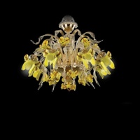 Lustre moderne en verre artisanal italien de Murano, forme de fleur nordique, lampes en verre pour la décoration intérieure