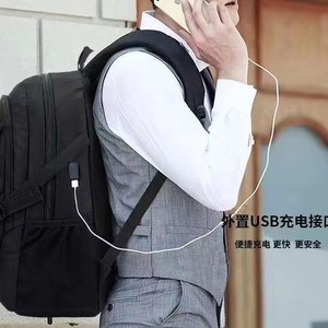 Men's <b>Backpack</b> <b>Large</b> Capacity 14 Inches Laptop Travel Business Commuting Solid Color Polyester Lining - Product Image 1