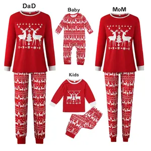2022 Nieuwe Groothandel Custom Familie Pyjama Jongens Meisjes Nachtkleding Vrouwen Mannen Pijamas 2 Stuk Broek Set Kerst Pyjama