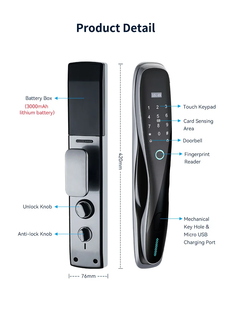 APP WiFi Remote Control Smart PIN Code Automatic Magnetic Electric Lever Digital Door Lock