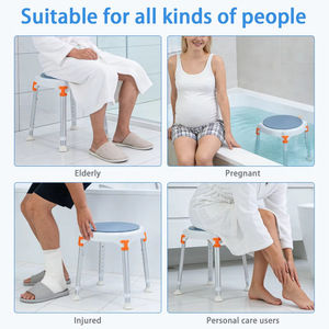 Tabouret de douche réglable en hauteur SUNCARE, siège pivotant à 360°, en alliage d'aluminium, antidérapant, pour personnes âgées - Product Image 2