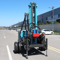 Foreuse de puits d'eau sur roues SM300, 300 m, diesel, avec pompe à boue, machine de forage de puits profonds