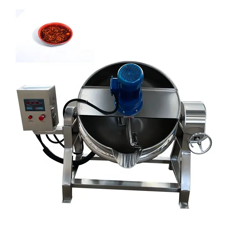200L औद्योगिक स्वत: तख्ताबंदीवाला केतली ग्रहों मिर्च जाम सॉस खाना पकाने के बर्तन मशीन
