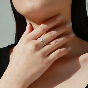 <span class=keywords><strong>Bague</strong></span> de fiançailles en argent sterling S925 avec moissanite en forme de cœur, 2,0 CTW, bande pavée demi-éternité pour femmes - Product Image 6