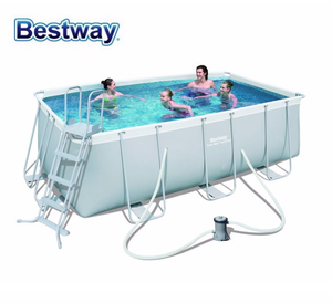 <span class=keywords><strong>Piscina</strong></span> de PVC con marco de acero <span class=keywords><strong>rectangular</strong></span>, alberca con bomba de filtro de arena - Product Image 3