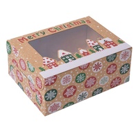 Emballages créatifs en papier kraft pour cadeaux de Noël, avec fenêtre, pour pâtisseries, bonbons, biscuits, cupcakes, finition mate, gaufrage, qualité alimentaire